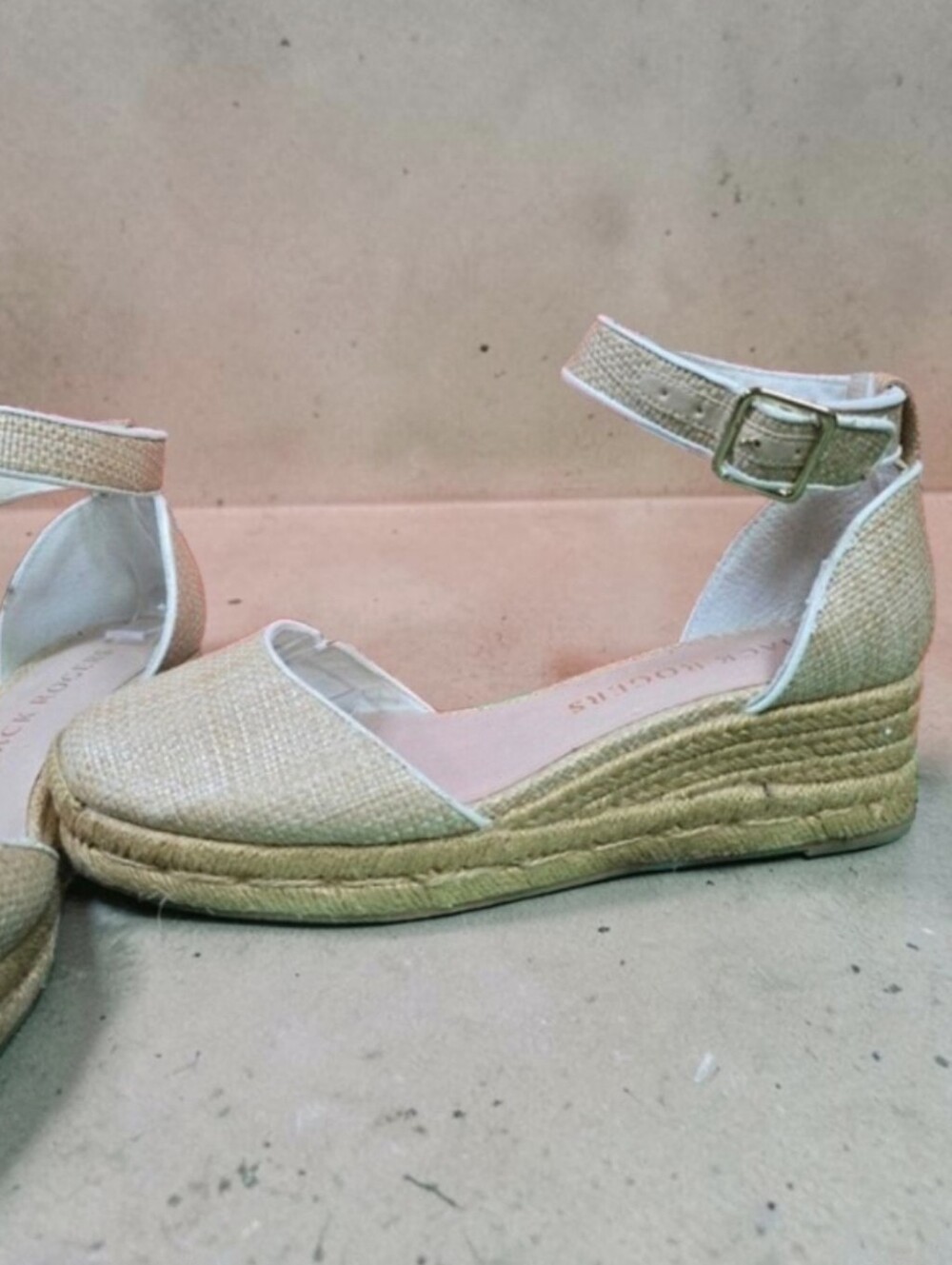 Jack Rogers Palmer Woven Raffia Espadrille Wedge Buckle Strap Sandals Size 8